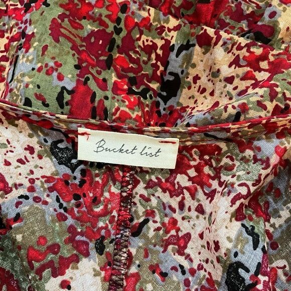 Bucket List Woman's Top Size S Boho Peasant Flowy Oversized V-neck Tiered - Picture 16 of 16